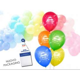 Party SET  10pz PALLONCINI  IN LATTICE BUON COMPLEANNO