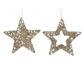 Addobbo Albero STELLE GLITTER ORO 15cm