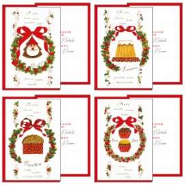 Biglietti Natale 11,7x17cm RICETTE DOLCI conf.12pz