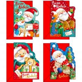 Biglietti Natale 11,7x17cm BABBO NATALE conf.12pz