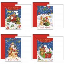 Biglietti Natale 11,7x17cm BABBO NATALE CON RUDOLPH conf.12pz