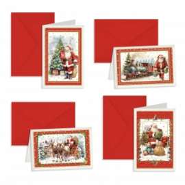 Biglietti Natale 11,7x17cm BABBO NATALE CON CORNICI conf.12pz