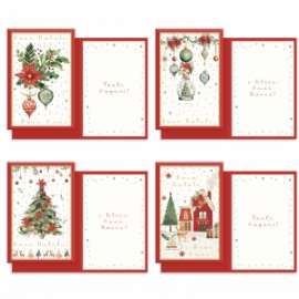 Biglietti Natale 11,7x17cm DECORAZIONI E ALBERI DI  NATALE conf.12pz