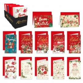 Biglietti Natale 9x14cm FANTASIE ASSORTITE conf.120pz