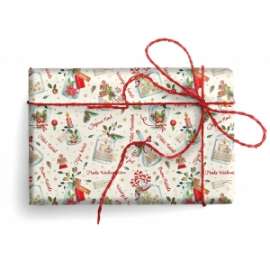 Carta Regalo Natale 70x100cm FIORI E PIGNE conf.10fg