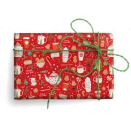 Carta Regalo Natale 70x100cm TAZZE E BISCOTTI conf.10fg