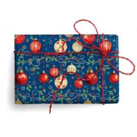 Carta Regalo Natale 70x100cm PALLE DECORATE C/ORO  conf.10fg