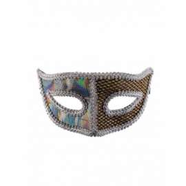 Carnevale MASCHERA IN PLASTICA CON TESSUTO ORO/ARG