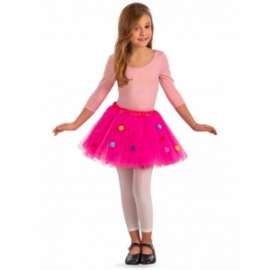 Carnevale TUTU' BIMBA FUCSIA CON POIS COLORATI