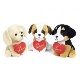 San Valentino PELUCHE CANE C/CUORE H20cm