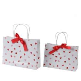 San Valentino SHOPPER CUORI c/nastro 30x22x8cm set 2pz