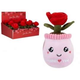 San Valentino PELUCHE VASO DI ROSE 18cm 