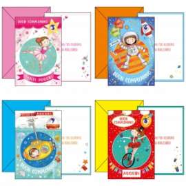 Biglietti Compleanno BAMBINI C/ROTELLA conf.12pz