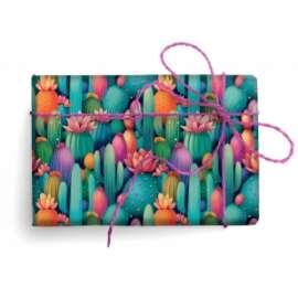 Carta Regalo 70x100 CACTUS MULTICOLOR C/ARGENTO