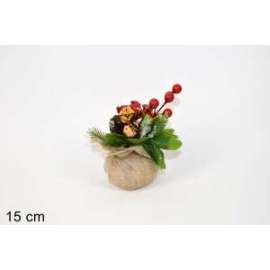 PIANTINA C/BACCHE E PIGNE 15cm .98474