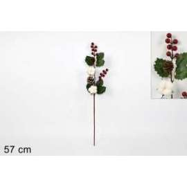 RAMO C/FIORI COTONE E BACCHE 57cm .71316