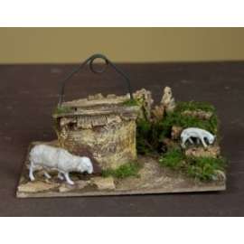 PRESEPE PAESAGGI  Pozzo per presepe cm. 15x10 con pecore