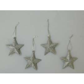 Addobbo Albero STELLE GLITTER ARGENTO 7cm