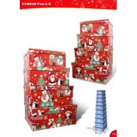 Scatole Natale FANTASIA SU FONDO ROSSO set 10pz