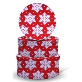 Scatole Regalo TONDE C/FIOCCHI DI NEVE set3pz