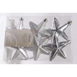 Addobbo Albero STELLA ARGENTO 7,5cm 6pz