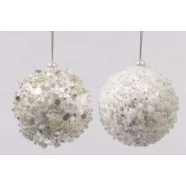 Addobbo Albero SFERA CON PERLE E GLITTER 8cm 