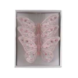 FARFALLE ROSA C/GLITTER 12cm