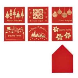 Segnapacco Natale ROSSI C/FANTASIA ORO. 7,5x5,5cm E BUSTA 100pz