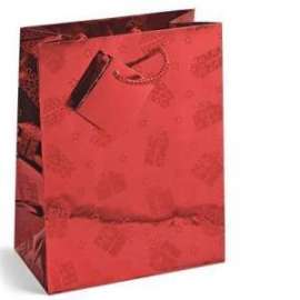 Shopper Natale METAL CHRISTMAS 17x23cm ORO/ARG/ROSSO