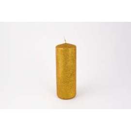 CANDELA C/GLITTER ORO diam.6cm h.18cm