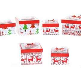 Scatole Natale C/DISEGNO NATALIZIO set.2pz