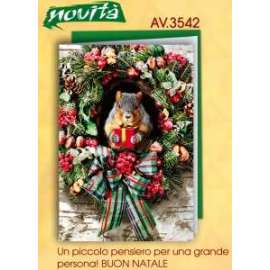 Biglietti Natale CRICETO C/REGALO conf.6pz