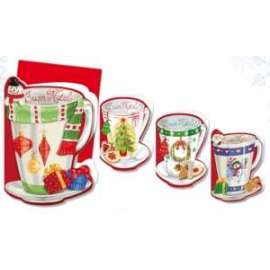 Biglietti Natale TAZZA SAGOMATA conf.12pz