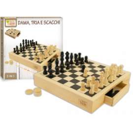 Giochi DAMA SCACCHI TRIA IN LEGNO