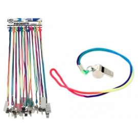 FISCHIETTO METALLO C/CORDA FLUO