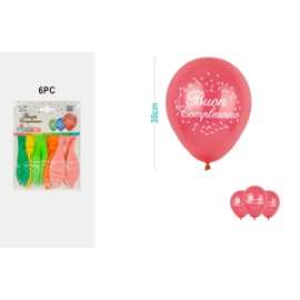 Party PALLONCINO BUON COMPLEANNO 30cm 6pz