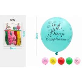 Party PALLONCINO BUON COMPLEANNO 30cm 6pz