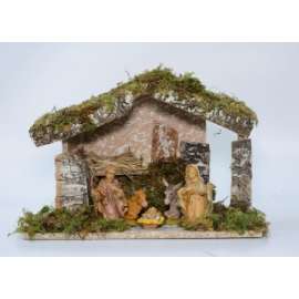 PRESEPE CAPANNA CON 5 PERSONAGGI 32x18x23cm