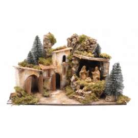 PRESEPE PAESAGGI 58x34x37cm C/FIGURE 10cm C/LUCI