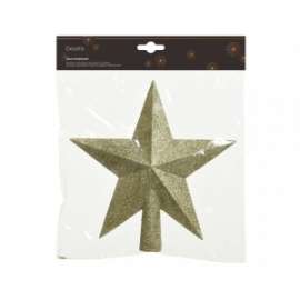 Addobbo Albero PUNTALE STELLA ORO GLITTERATO 19cm