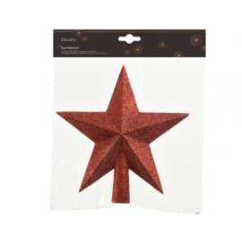Addobbo Albero PUNTALE STELLA ROSSO GLITTERATO 19cm