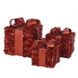PACCHETTI ROSSI DECORATIVI set 3pz