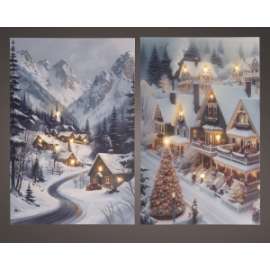 QUADRO C/PAESAGGI NATALIZI E LUCI 38x58cm