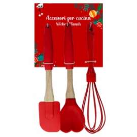 ACCESSORI PER CUCINA IN LEGNO E SILICONE Set 3pz