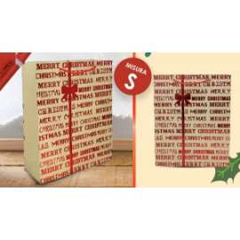Shopper Natale CARTA DA PACCO METAL MERRY CHRISTMAS S