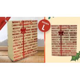 Shopper Natale CARTA DA PACCO METAL MERRY CHRISTMAS L