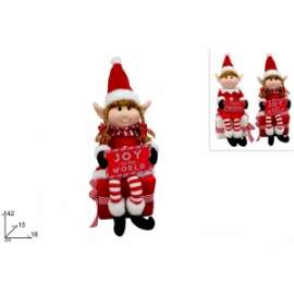 ELFO NATALIZIO SEDUTO C/LAVAGNETTA 42cm 80186