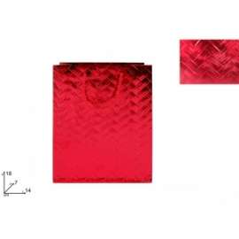 Shopper Natale ROSSA LAMINATA 18x14x7cm