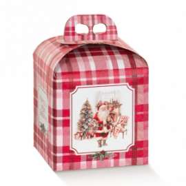 SCATOLA P.TA PANETTONE SANTA'S HOME 200x200x180mm