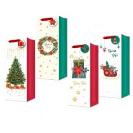 Dedicato a Te - ASS. 10 SHOPPER Bottiglia 36x12x9cm XMAS